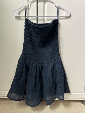 Hollister Navy Blue Smocked Bodice Circle Skirt